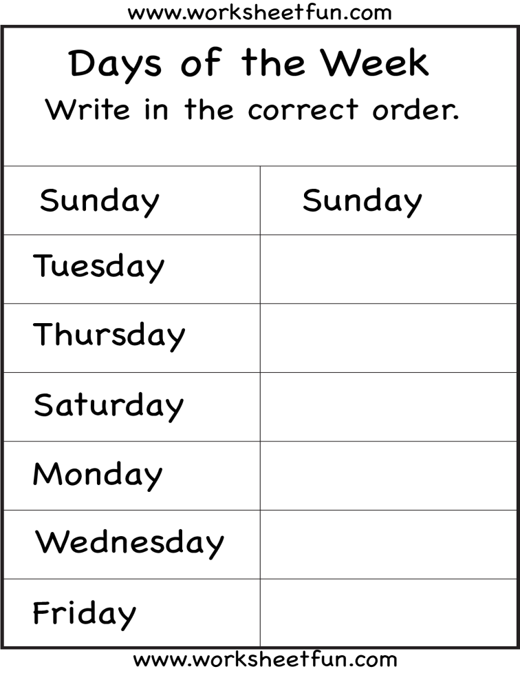 Days of the Week – 1 Worksheet | School worksheets, English lessons for  kids, English worksheets for kids